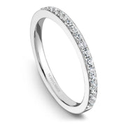 White gold matching band with 25 round diamonds