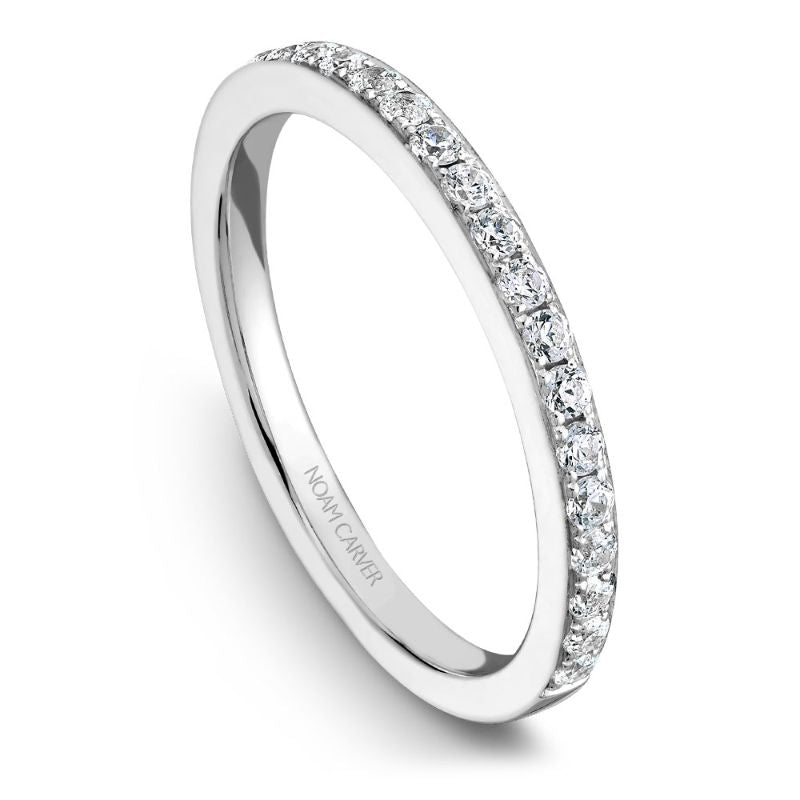 White gold matching band with 25 round diamonds