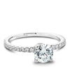 White gold solitaire engagement ring with 22 round diamonds