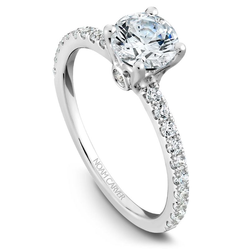 Noam Carver 18K White Gold Round Brilliant Diamond Engagement Ring Semi-Mounting -  B022-01WA