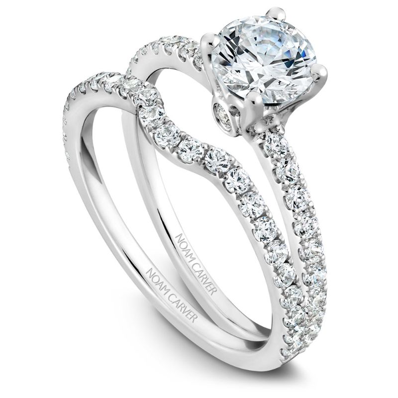 Noam Carver 18K White Gold Round Brilliant Diamond Engagement Ring Semi-Mounting -  B022-01WA