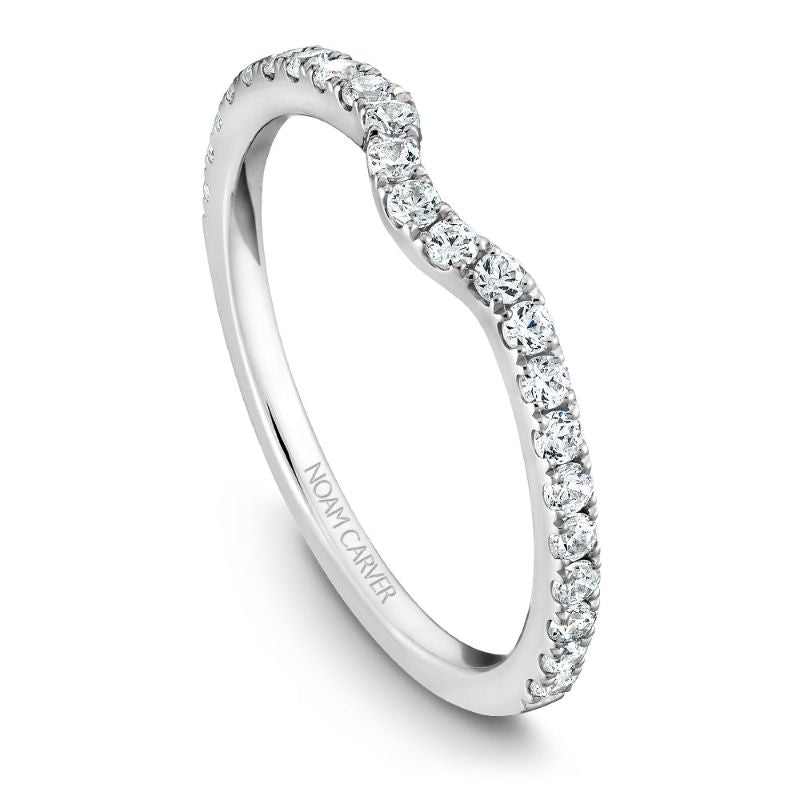 White gold matching band with 23 round diamonds