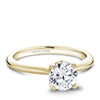 Yellow gold solitaire engagement ring with a knide edge band