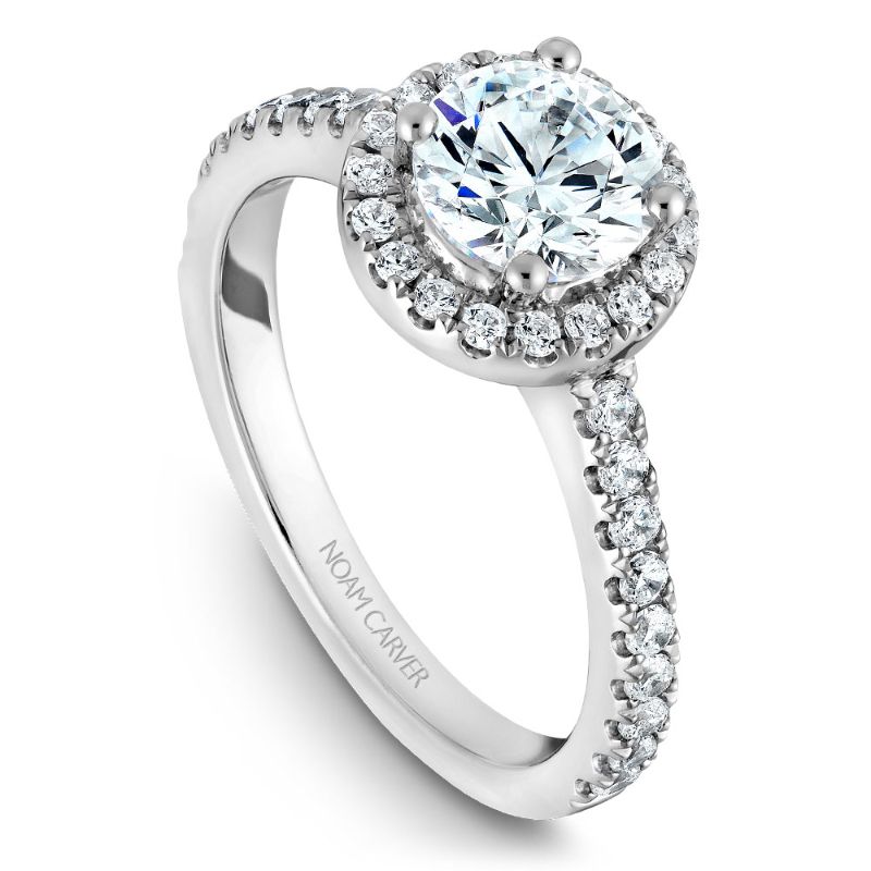 Noam Carver 18K White Gold Diamond Halo Engagement Ring Semi-Mounting -  B029-01WA