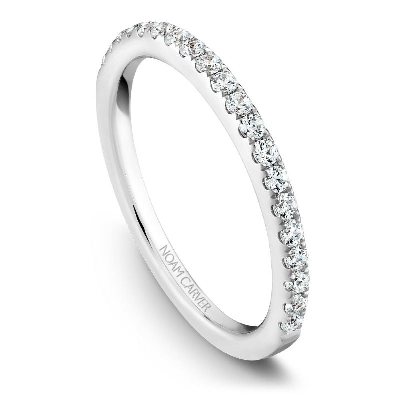 White gold matching band with 22 round diamonds