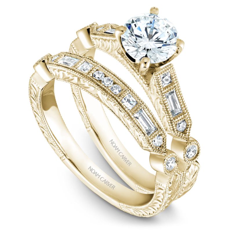 Noam Carver 18K Yellow Gold Geometric Diamond Wedding Band -  B053-01YB