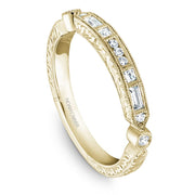 Yellow gold matching band with 11 diamonds