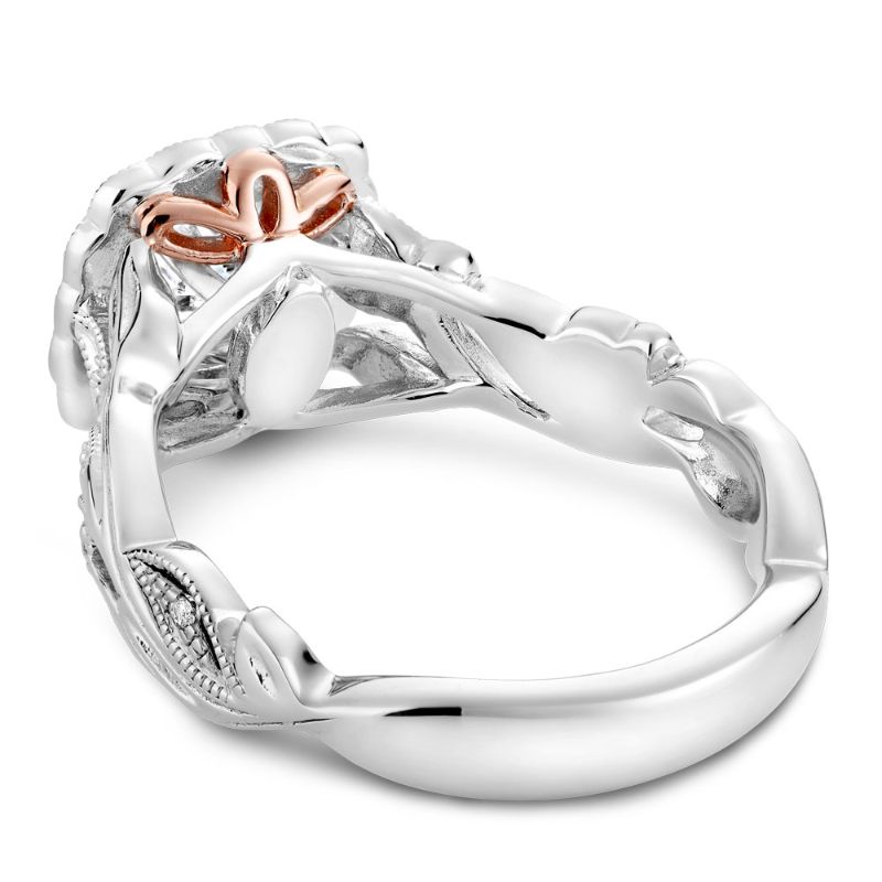 Noam Carver 18K White Gold Floral Inspired Vintage Halo Engagement Ring Semi-Mounting -  B075-01WA