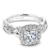 White gold floral inspired engagement ring with 24 round diamonds