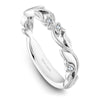 White gold floral inspired matching band with 6 round diamonds