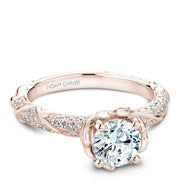 Award-winning Rose gold floral inspired engagement ring with 100 round diamonds
