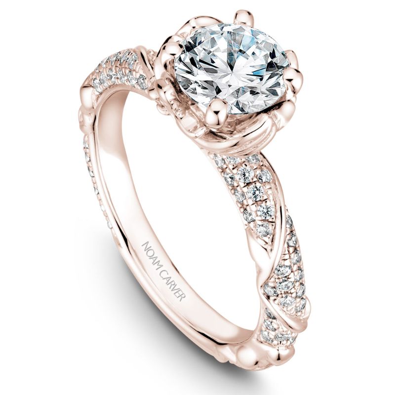 Noam Carver 18K Rose Gold Pave Diamond Engagement Ring Semi-Mounting -  B081-02RA