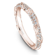 Rose gold floral matching band with 87 round diamonds