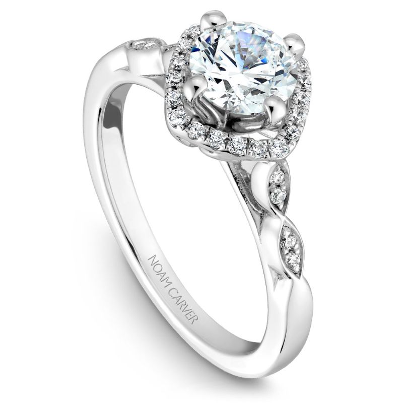 Noam Carver 18K White Gold Diamond Halo Engagement Ring Semi-Mounting -  B084-01WA