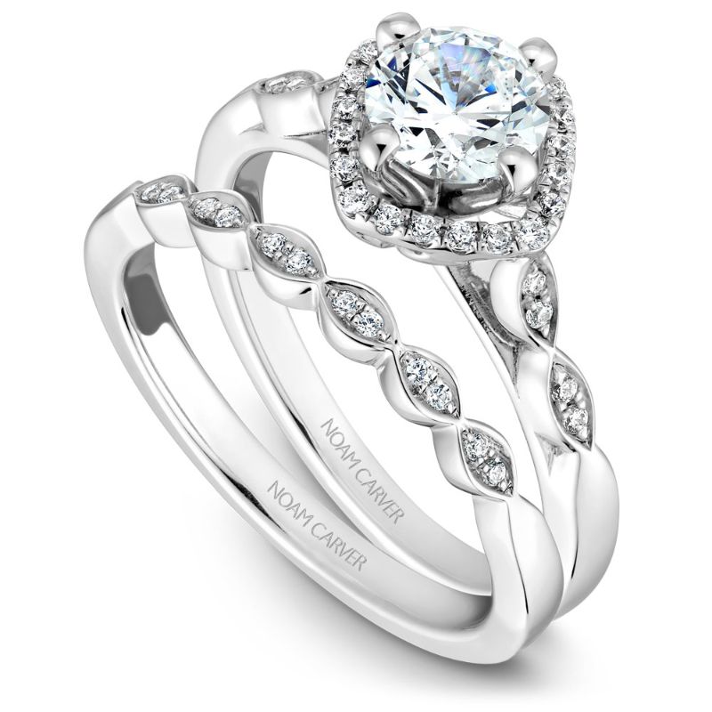 Noam Carver 18K White Gold Marquise Shaped Diamond Wedding Band -  B084-01WB