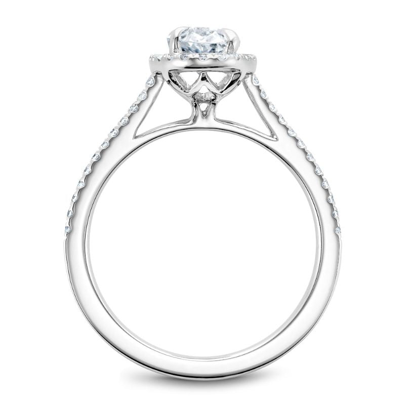 Noam Carver 18K White Gold Oval Diamond Halo Engagement Ring Semi-Mounting -  B094-03WA