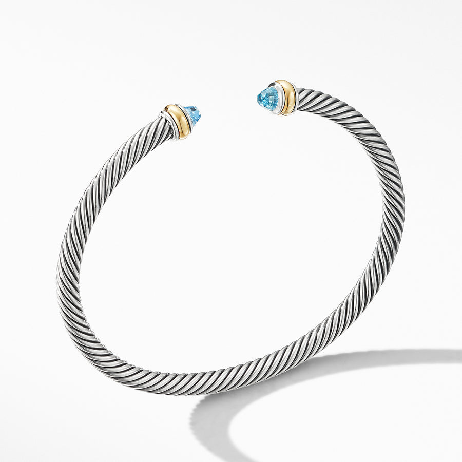 David Yurman Cable Classic Bracelet with Blue Topaz and 18k Yellow Gold- B14711 S8ABT