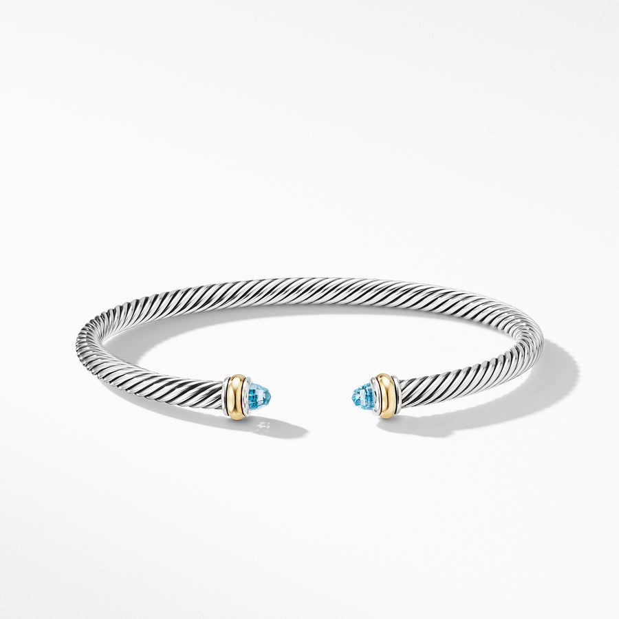 David Yurman Cable Classic Bracelet with Blue Topaz and 18k Yellow Gold- B14711 S8ABT
