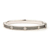 From the JudeFrances Silver Collection, the JudeFrances Silver Lisse Simple Kite Shape Bangle features round faceted white topaz set in sterling silver with black rhodium and the signature brushed JFJ finish and beaded edge.