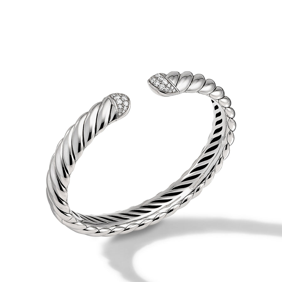 David Yurman Sculpted Cable Cuff Bracelet with Pave Diamonds- B16440DSSADI