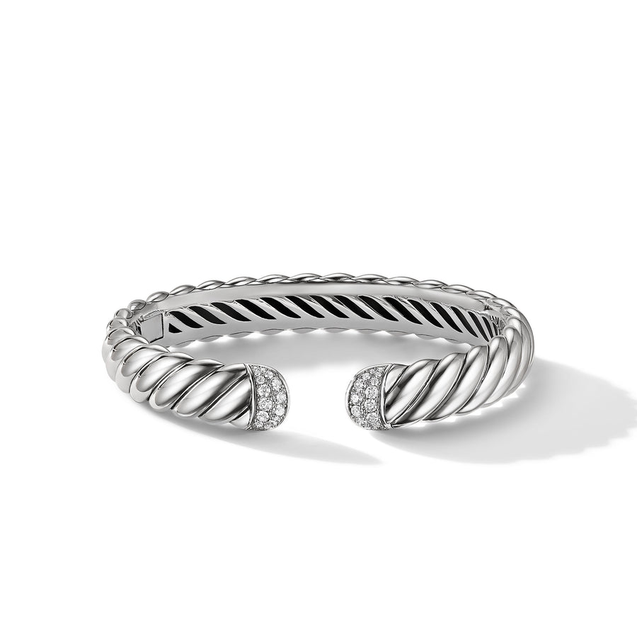David Yurman Sculpted Cable Cuff Bracelet with Pave Diamonds- B16440DSSADI