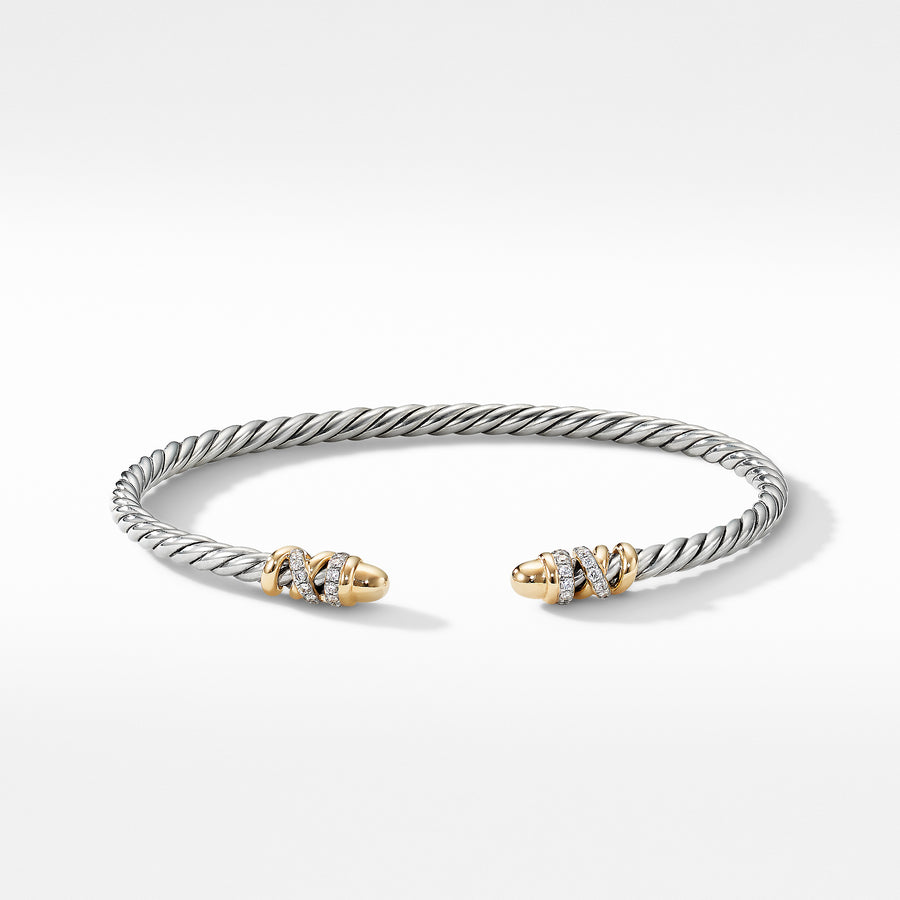 David Yurman Petite Helena Open Bracelet with 18k Yellow Gold Domes and Diamonds- B16568DS8DGGDI