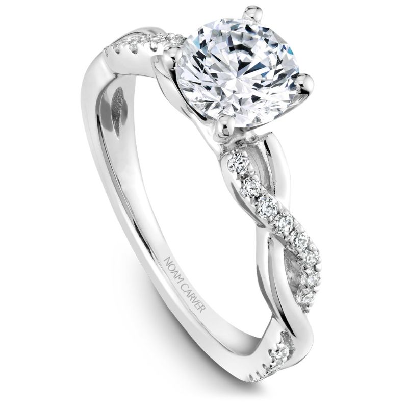 Noam Carver 18K White Gold Twisted Alternating Diamond Engagement Ring Semi-Mounting -  B185-02WA
