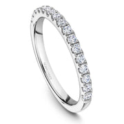 White gold mathching band with 16 round diamonds