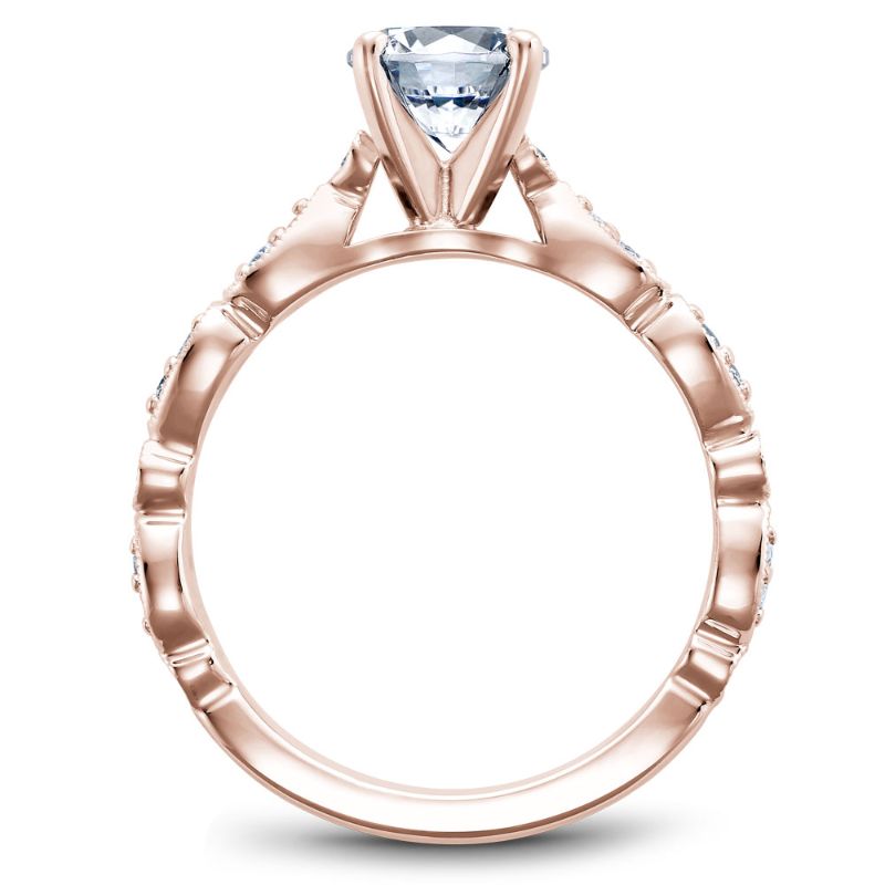 Noam Carver 18K Rose Gold Vintage Geometric Diamond Engagement Ring Semi-Mounting -  B204-01RA