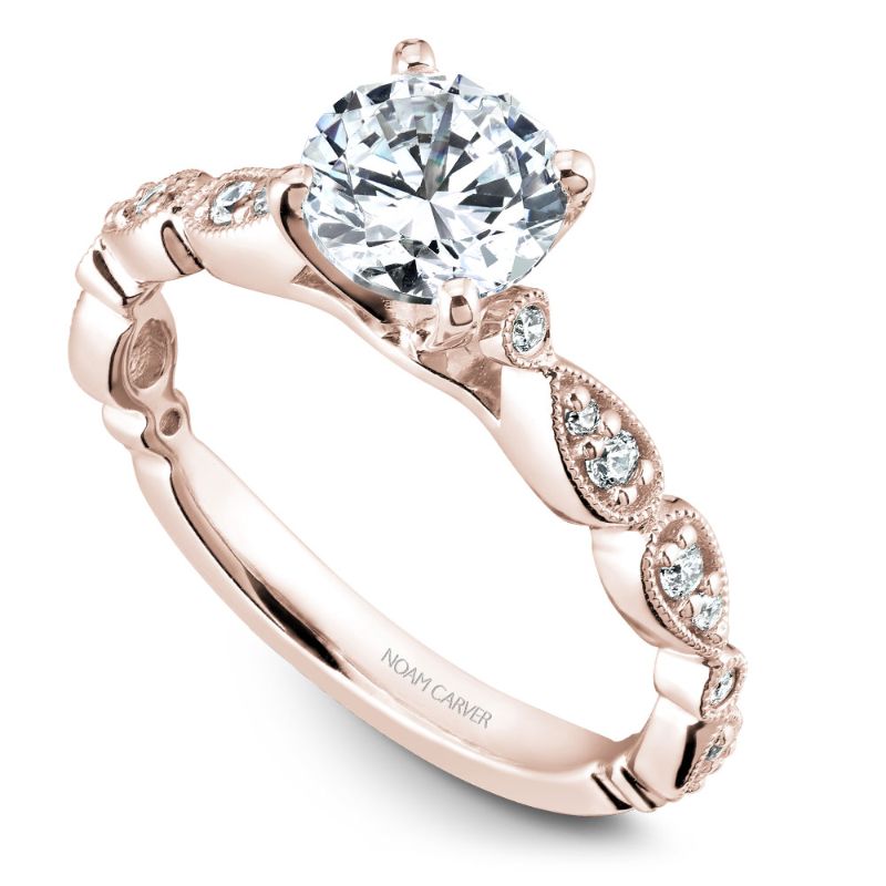 Noam Carver 18K Rose Gold Vintage Geometric Diamond Engagement Ring Semi-Mounting -  B204-01RA