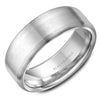 A brushed white gold wedding band. This ring is available in 14K, 18K (White, Yellow & Rose gold), Platinum 950 & Palladium, please call for pricing.