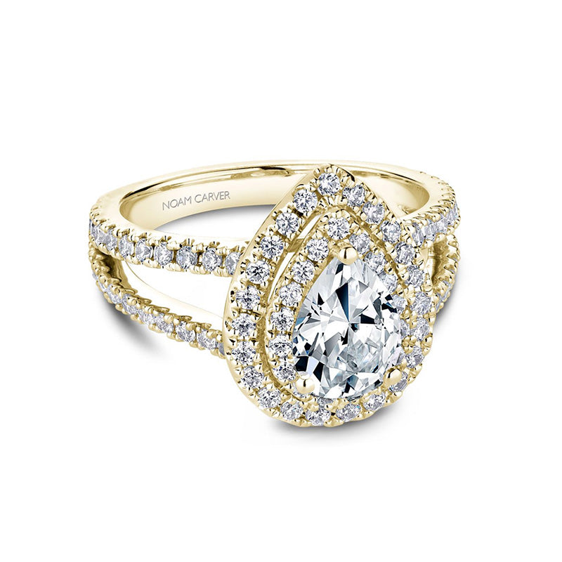 Noam Carver 14K Yellow Gold Double Halo Pear Shape Engagement Ring- B211-01YA