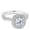White gold double halo engagement ring with 66 round diamonds