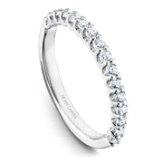 White gold matching band with 16 round diamonds