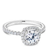 White gold halo engagement ring with 40 round diamonds
