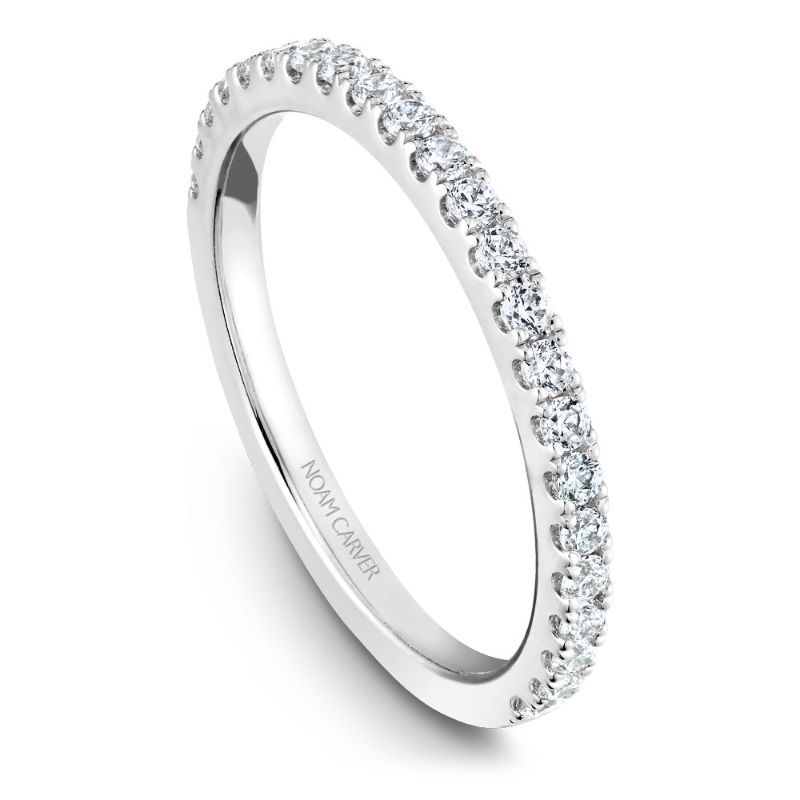 White gold matching band with 23 round diamonds