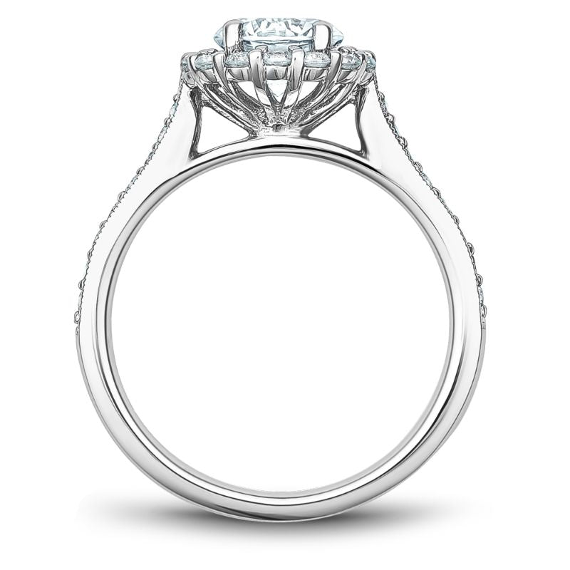 Noam Carver 18K White Gold Cluster Halo Milgrain Diamond Engagement Ring Semi-Mounting -  B250-01WA