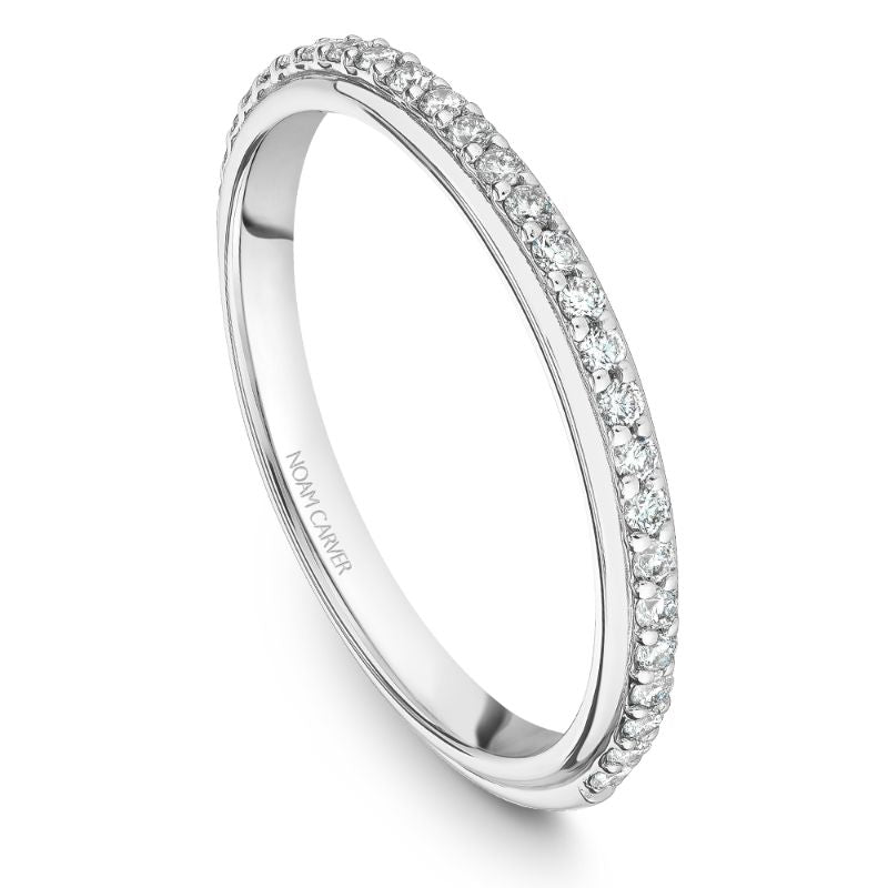 White gold matching band with 27 round diamonds