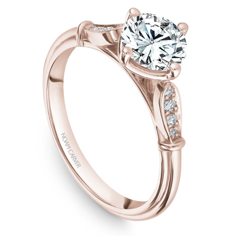 Noam Carver 18K Rose Gold Vintage Round Diamond Engagement Ring Semi-Mounting -  B268-01RA