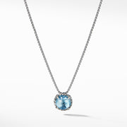 Sterling silverFaceted Blue Topaz, Pendant, 8mm diameterBox chain, 1.25mmLobster clasp