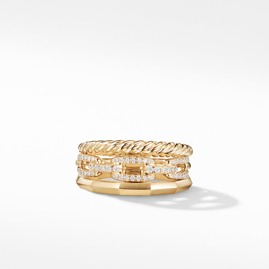 David Yurman Stax Narrow Ring with Diamonds in 18K Gold, 9.5mm - R12941D88ADI