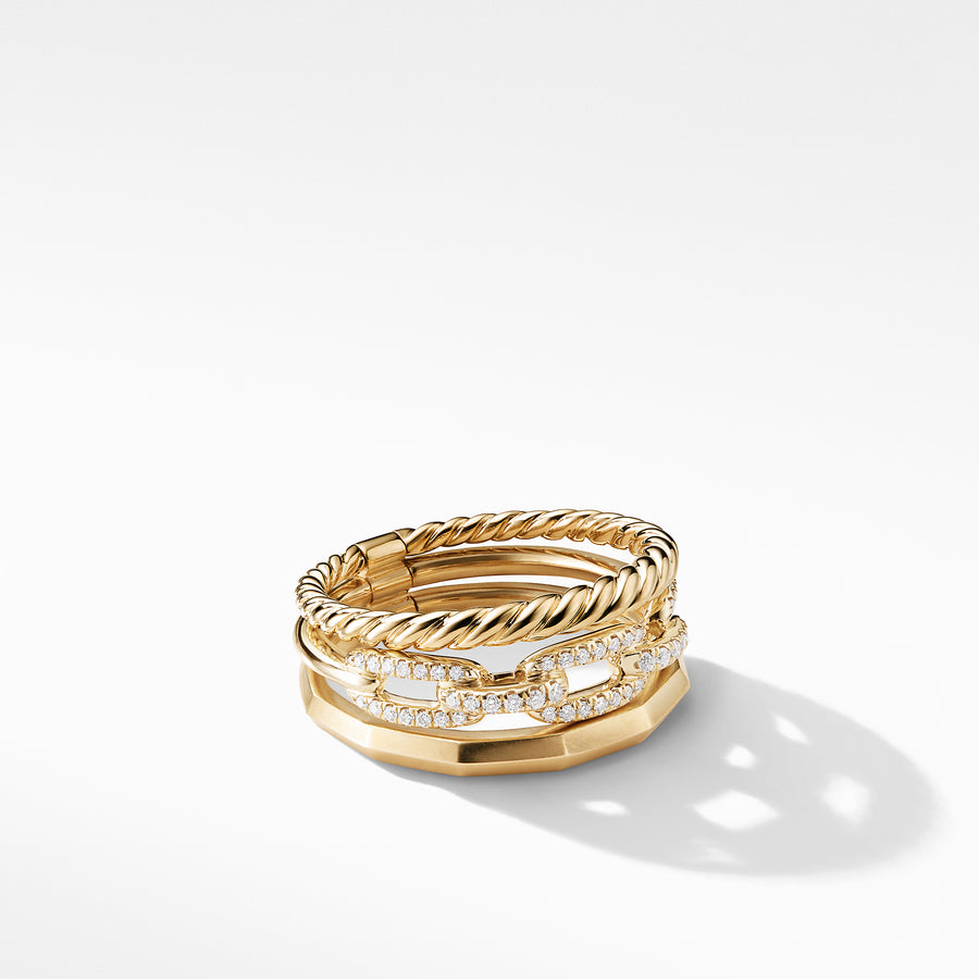 Stax Narrow Ring with Diamonds in 18K Gold, 9.5mm