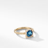 Petite Chatelaine? Pav? Bezel Ring in 18K Yellow Gold with Hampton Blue Topaz