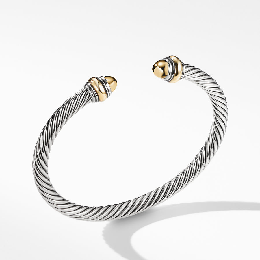 Sterling silver and 14-karat yellow gold ��� 14-karat yellow gold domes,  ��� Cable, 5mm wide