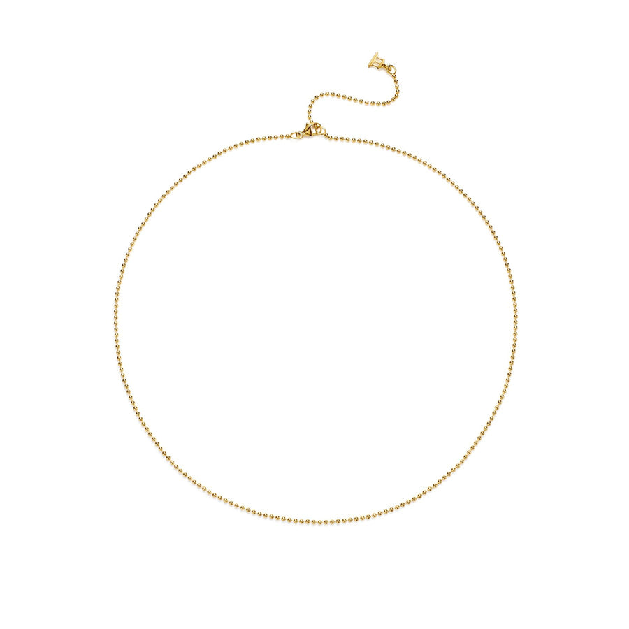 The 18K Ball Chain is the perfect home for angels, amulets and other small pendants. Finished with our temple charm, our Ball Chain is available in two adjustable lengths. The 16 Ball Chain extends to 18 while our 18 Ball Chain extends to 20.18K GoldLength: 18Links: 1.5mmOne of Temple St. Clairs best sellers!