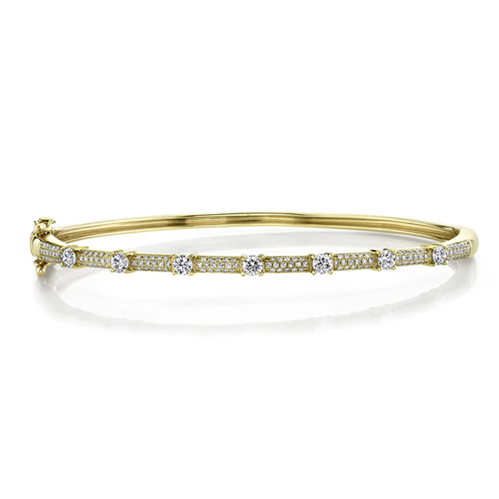 14K White Gold 0.89ctw Diamond Bangle Bracelet - SC55020138ZS