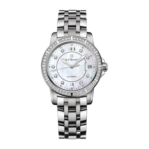 An exquisite watch will always convey sophistication and style- and this timepiece from Carl F Bucherer brings you just that. This Ladies watch can definitely be an awe-striking piece once you lay eyes upon it. Stainless steel 49 diamonds FC TW vvs 0.5 ct Sapphire crystal with anti-reflective coating on both sides Caseback with sapphire crystal  Water-resistant to 30 m (3 atm) Diameter 30 mm Height 9.54 mm