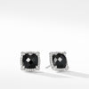 Sterling silver ��� Faceted Black Onyx, 9mm, Pav? diamonds, 0.29 total carat weight,  ��� Earring, 11mm