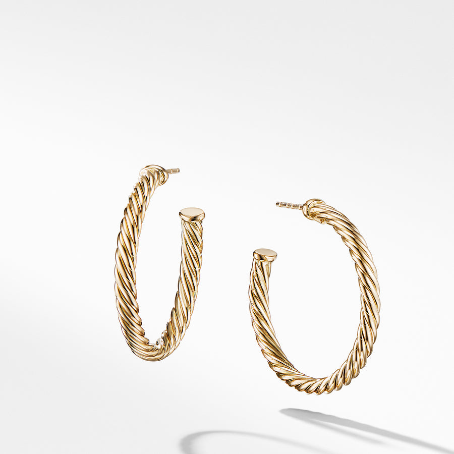 David Yurman Cablespira Hoop Earrings in 18K Yellow Gold - E1462388