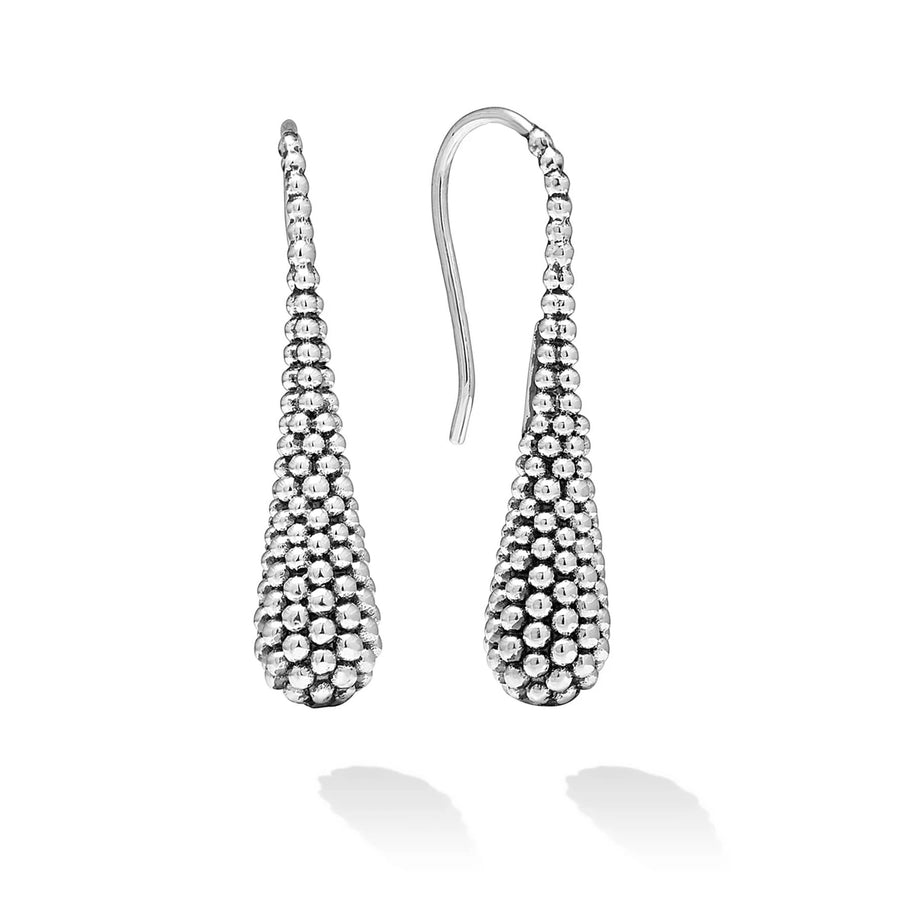 Expertly crafted sterling silver Caviar beading surrounds these classic drop earrings, featuring a comfortable, secure French wire back.Sterling SilverFrench WireDimensions 34mm x 7mmEarring Drop 34mmStyle #: 01-80833-M